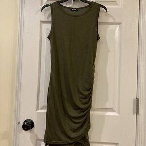 BTFBM Olive Green Draped Midi Dress size small NWOT